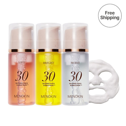 Menokin 30 Seconds Quick Bubble Mask Trio Set (LIFT + BRIGHT + MOIST)