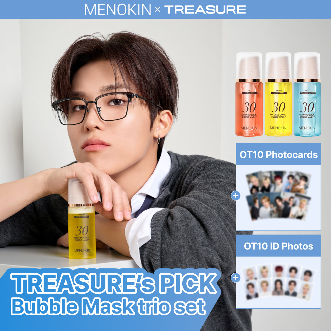 [MENOKIN X TREASURE] 30-Sec Bubble Mask Trio Set + OT10 Photocards &amp; ID Photos (Limited Edition)