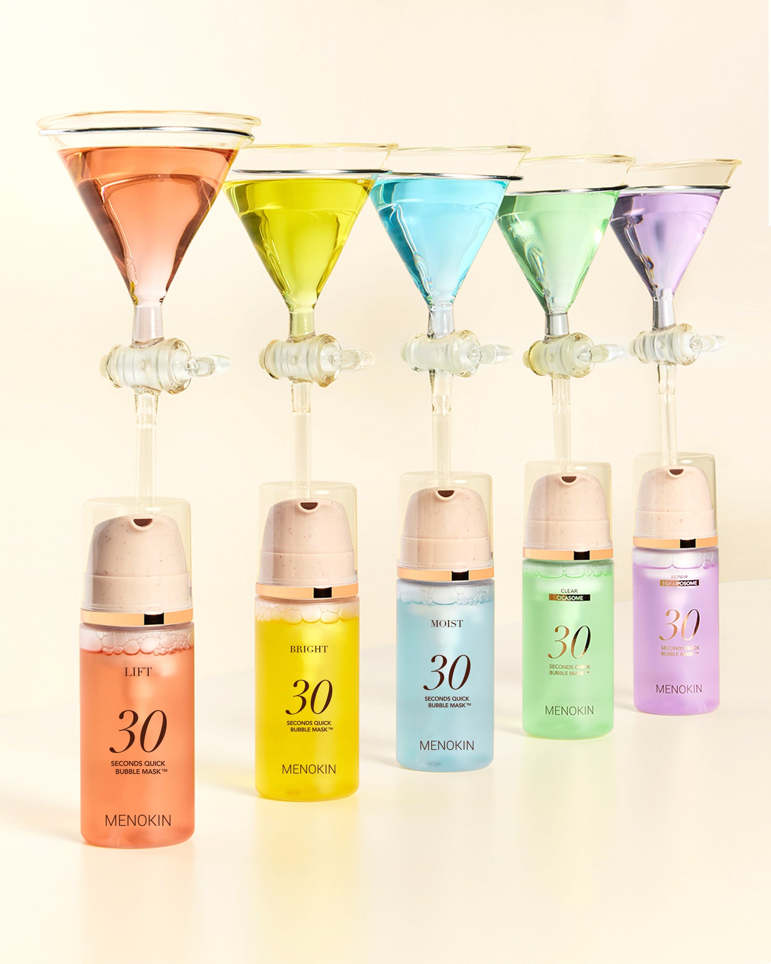 MENOKIN Korean Face Mask 5 sets [30 seconds Quick Bubble Mask] (Collagen, Brightening, Moisturizing, Soothing, Recovery),Hydration Improvement, Moisturizing, Easy-to Use,Glass Skin, 3.21 fl.oz