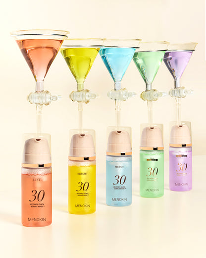 MENOKIN Korean Face Mask 5 sets [30 seconds Quick Bubble Mask] (Collagen, Brightening, Moisturizing, Soothing, Recovery),Hydration Improvement, Moisturizing, Easy-to Use,Glass Skin, 3.21 fl.oz